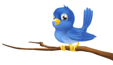 Bluebird on tree branch clipart