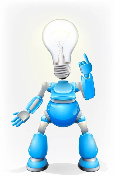Blauwe robot gloeilamp hoofd — Stockvector