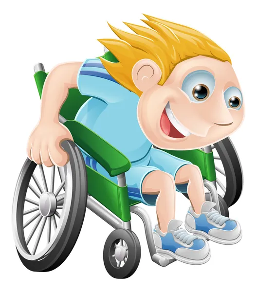 Wózek inwalidzki wyścigi kreskówka mężczyzna — Wektor stockowy