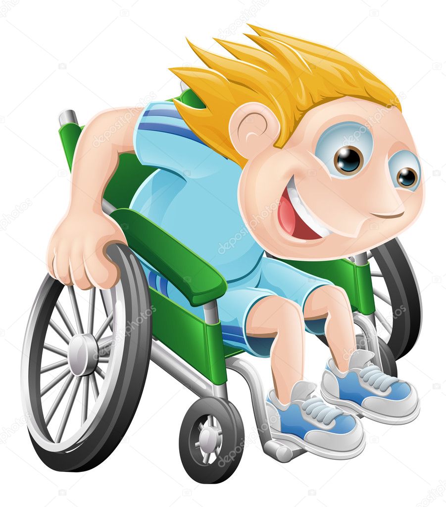 Wheelchair racing cartoon man