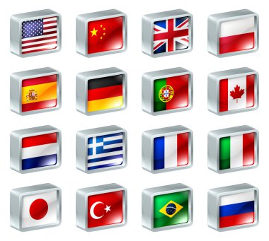 Flag icons buttons clipart