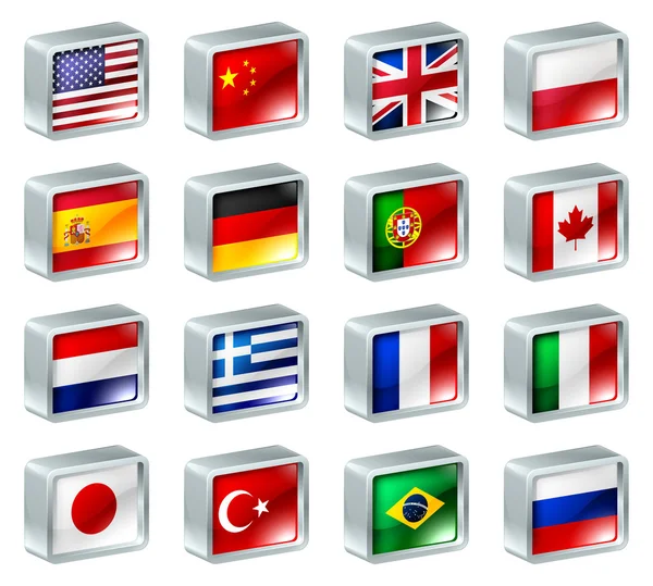 Botones de iconos de bandera — Vector de stock