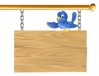 Cute bluebird hanging sign clipart