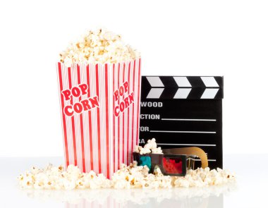 Popcorn box with clapper board clipart