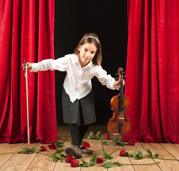 stock image Little girl playing violin