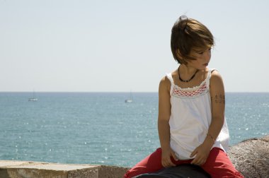 Thoughtful little girl clipart