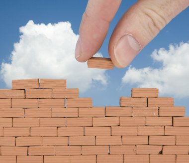 Brick on the wall with sky clipart