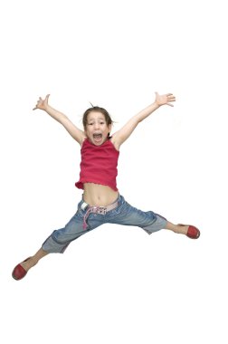 Young girl jumping clipart