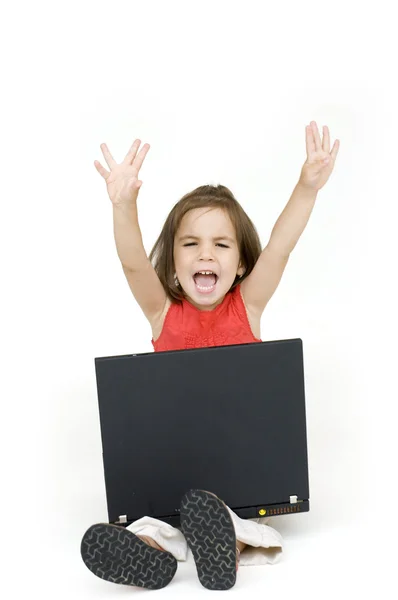 Little girl with internet — Stock Photo, Image