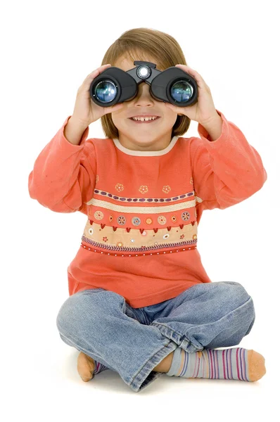 Watching with binoculars — Stock Photo, Image