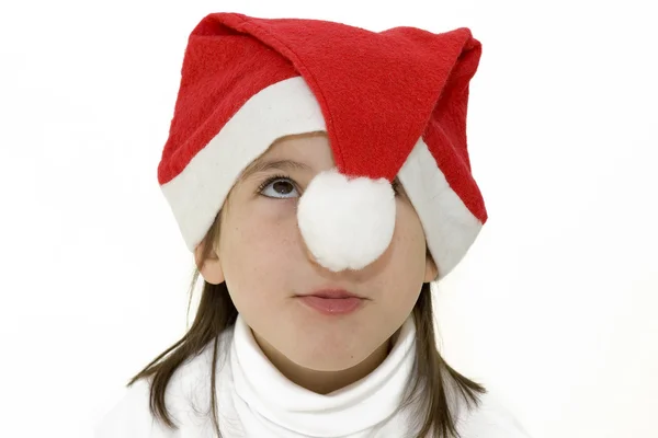 Little girl with santa hat — Stock Photo, Image
