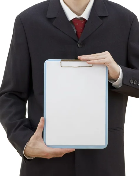 Businessman holding Clipboard — Stock Photo, Image