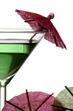 Green cocktail whith umbrelas and mint leaves clipart