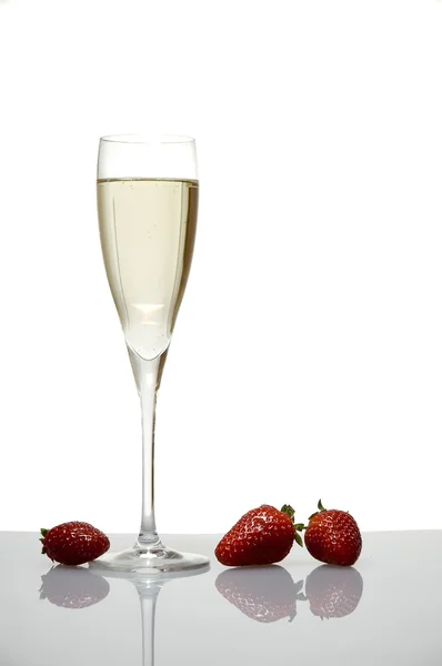 stock image Champagne glass with strawberry