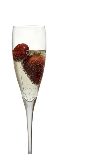 Champagne glass with strawberry — Stock Photo, Image