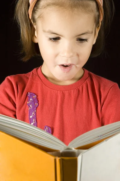 A kislány könyvet olvas. — Stock Fotó