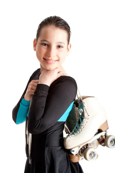 Bambina con pattini a rotelle — Foto Stock