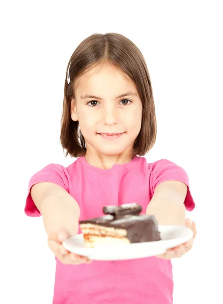 Kleine meisje heks chocolade taart — Stockfoto