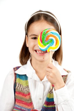 Lolipopu olan küçük kız