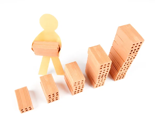 Building a chart with bricks — Stock Photo, Image