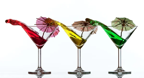 Colored cocktails splash — Stock Photo, Image