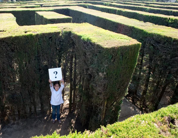 stock image Little girl lost on a maze