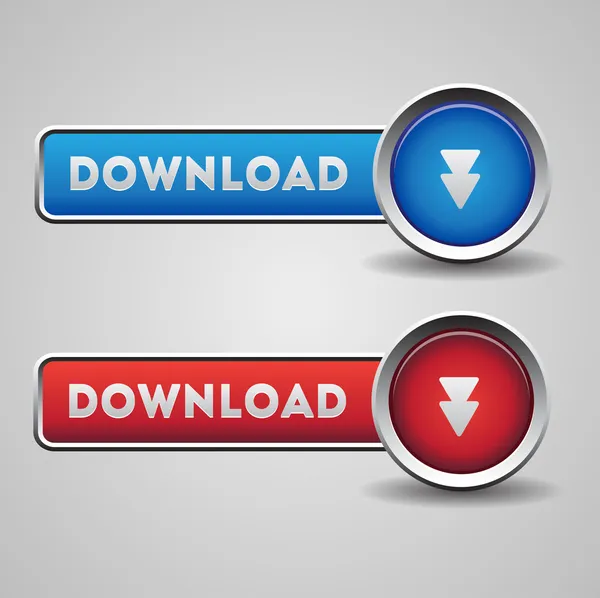 Download düğmeleri kırmızı ve mavi — Stok Vektör