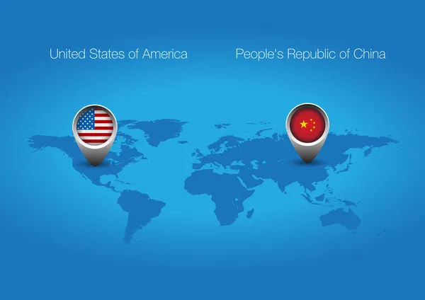 ΗΠΑ Κίνα κουμπί "σημαία" — Διανυσματικό Αρχείο