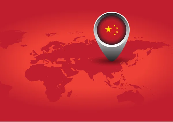 Kina flagga knapp röd — Stock vektor