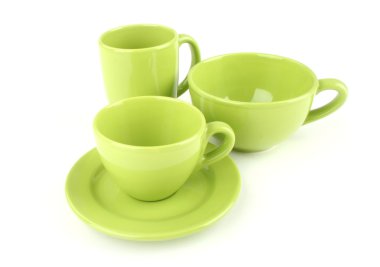 Three green mugs clipart