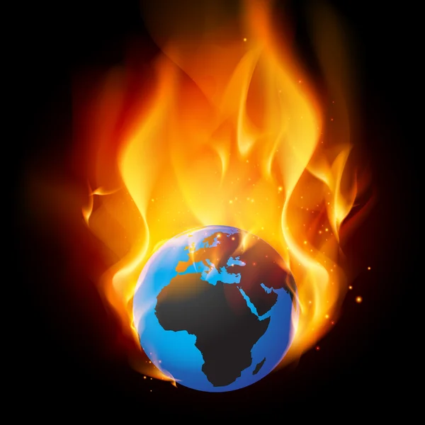 stock vector Burning globe - End of days