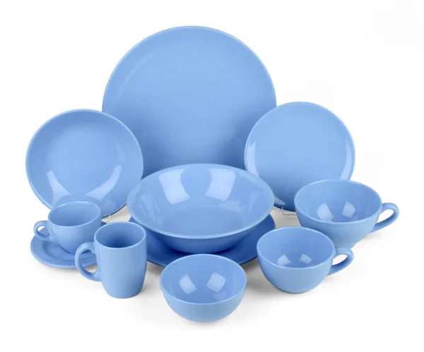 Modrý keramický misky sada — Stock fotografie
