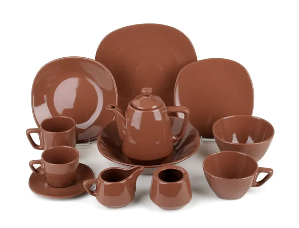 Set aus brauner Keramik — Stockfoto