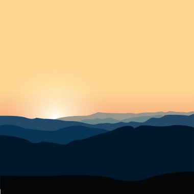 Sunset in mountains clipart