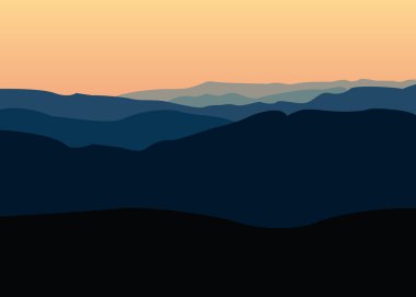 Sunset in mountains clipart