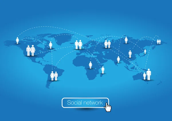 Социальная сеть - глобальное сообщество — стоковый вектор