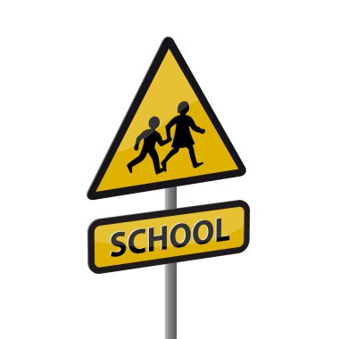 Warning road sign - school clipart