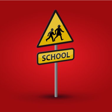 Uyarı yol işareti - okul