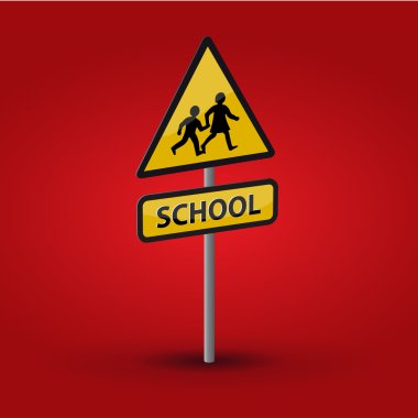 Warning road sign - school clipart