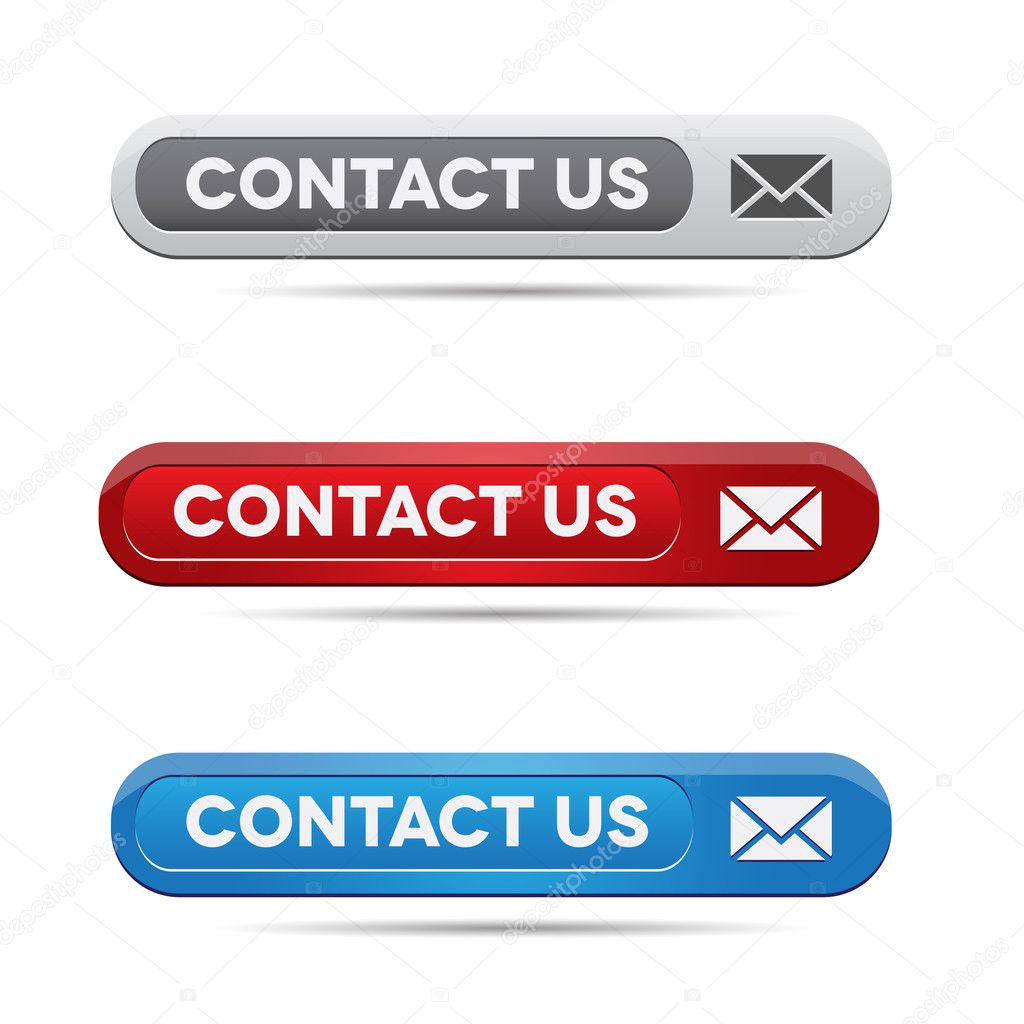 Set of contact us buttons - grey, green and blue