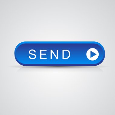 Blue send button, mail mesage clipart