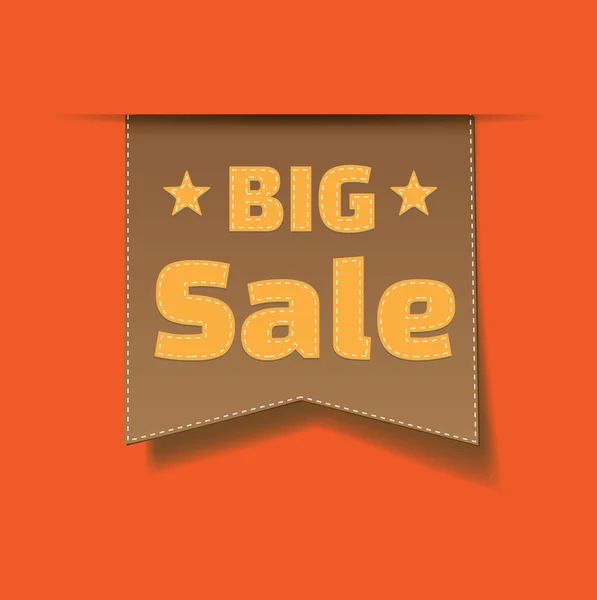 Big sale tag on orange background. — Stock Vector