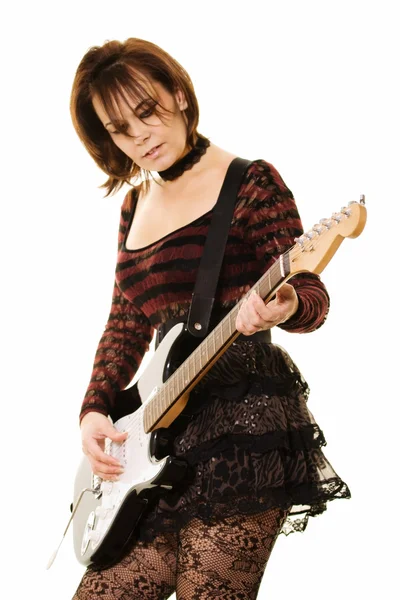 Woman with electric guitar — Stock Photo, Image