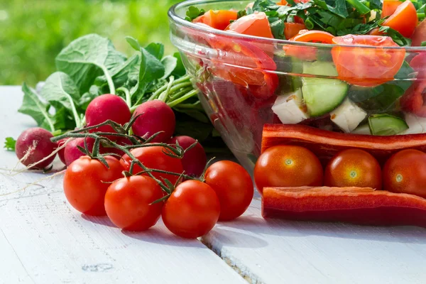 Close-up friske ingredienser til en salat - Stock-foto