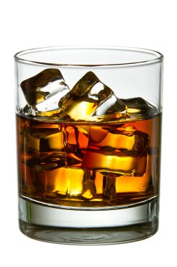 Whiskey with ice cubes in glass clipart