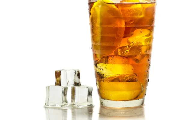 Cold tea with ice cube — Stock Photo, Image