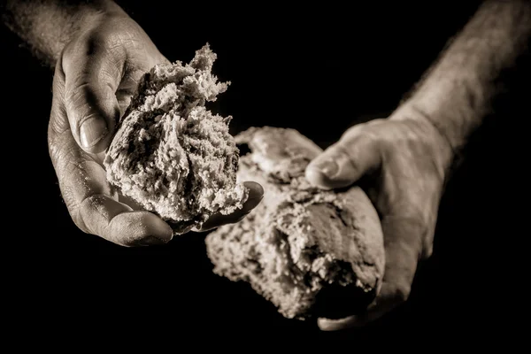 stock image A helping hand with piece of bread