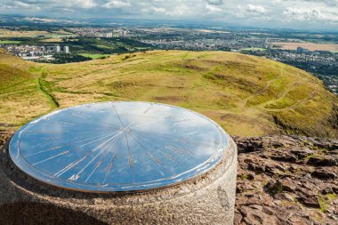 Huge compass on the top of Artur's Seat mountain clipart