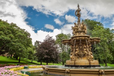 Big fountain in Edinburgh central park clipart