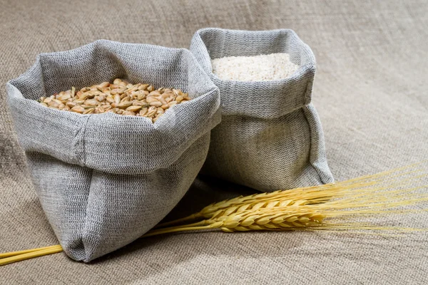 stock image Closep canvas sack of seed